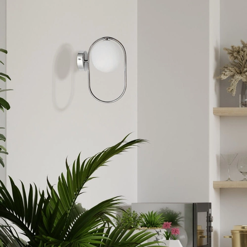 Kinkiet ścienny Cordel nowoczesny chrom biały klosz do sypialni salonu i kuchni 32 cm