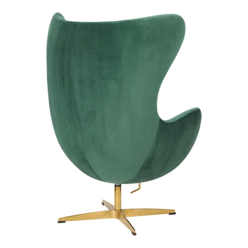 Fotel Jajo Velvet zielony welur obrotowy z funkcją kołyski do salonu na złotej nodze