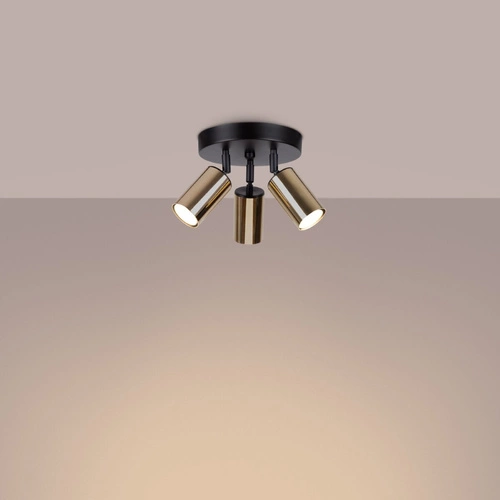 Plafon sufitowy WINX 3P czarny złoty nowoczesny do salonu i sypialni Sollux Lighting