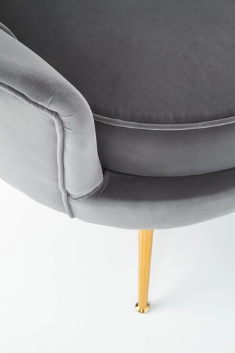 Fotel muszelka Florencja szary welur glamour do salonu Intesi nowoczesny z podłokietnikami
