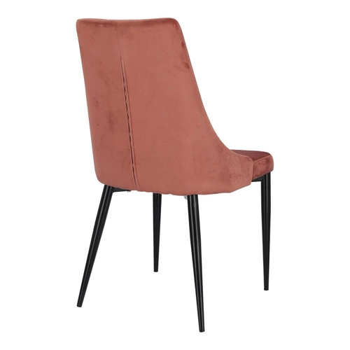 Krzesło Magnat różowe tapicerowane welur glamour na czarnych metalowych nogach do jadalni Intesi