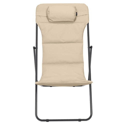 Leżak ogrodowy Grue beżowy składany z regulacją oparcia nowoczesny na taras i plażę Ventos