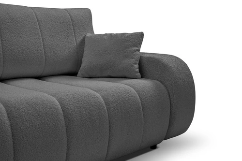 Sofa rozkładana Hobro 3 osobowa z funkcją spania do salonu szara nowoczesna z pojemnikiem