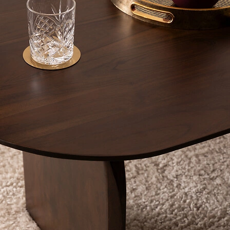 Stolik kawowy Isana owalny drewniany do salonu nowoczesny brązowy Atmosphera 120x60 cm