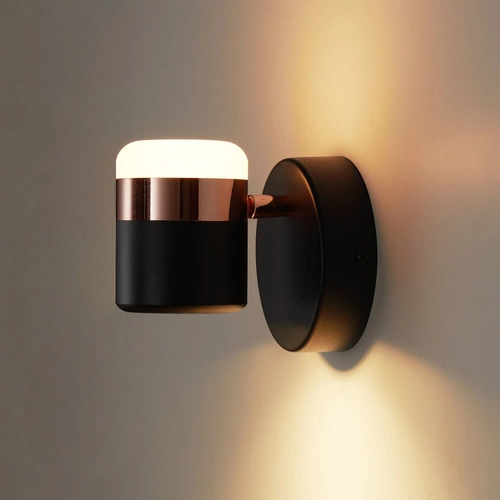 Kinkiet ścienny POCCO LED czarny nowoczesny 16 cm z ruchomą głowicą do sypialni