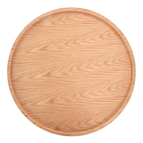 Okrągły stolik kawowy Florence 80 cm skandynawski dębowy z półką do salonu Intesi