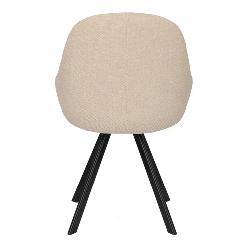 Krzesło tapicerowane Nels beżowe z podłokietnikami do jadalni nowoczesne czarne nogi Intesi