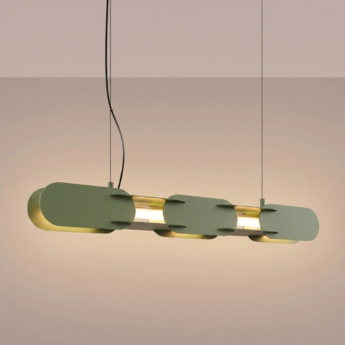 Lampa wisząca CHAIN LED oliwkowa nowoczesna nad wyspę 91 cm