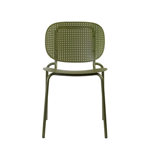 Krzesło metalowe nowoczesne Si-Si Dots SCAB Design zielone do ogrodu, na taras i do jadalni