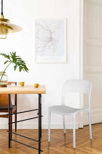 Krzesło do jadalni i ogrodu Flexi białe z tworzywa sztaplowane nowoczesne Intesi