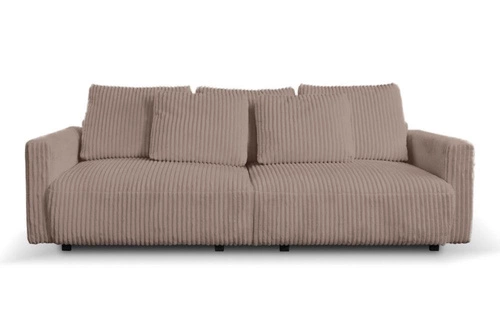 Sofa rozkładana Loppie sztruksowa z funkcją spania do salonu beżowa nowoczesna