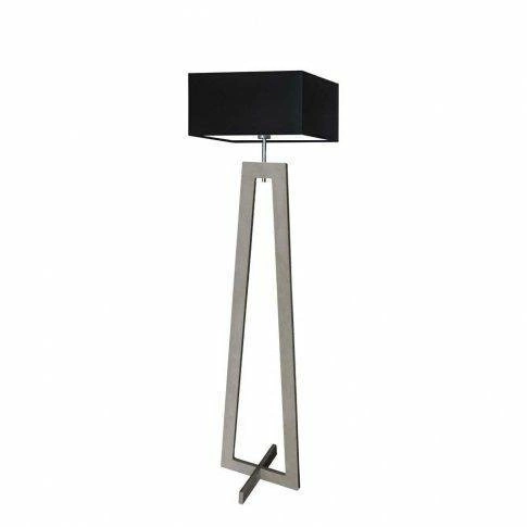 Lampa podłogowa JAWA abażur czarny stelaż popielaty