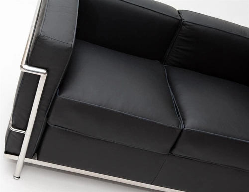 Sofa skórzana 2 osobowa Kubik D2.DESIGN czarna nowoczesna do salonu i biura