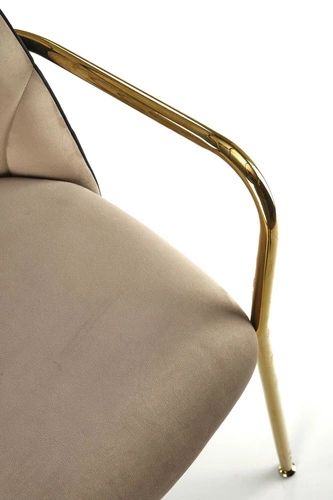 Krzesło tapicerowane welurowe Rebbeca Intesi beżowe z podłokietnikami glamour do jadalni