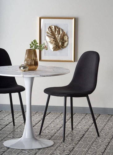 Stół okrągły do jadalni Verden biały marmur nowoczesny na jednej nodze 80 cm Intesi