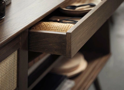 Komoda Barrali 180 cm dąb dymiony boho z szufladami do salonu