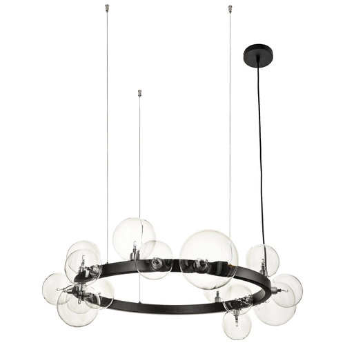 Lampa wisząca kula Orion czarna 85 cm nowoczesna do salonu i nad wyspę regulowana