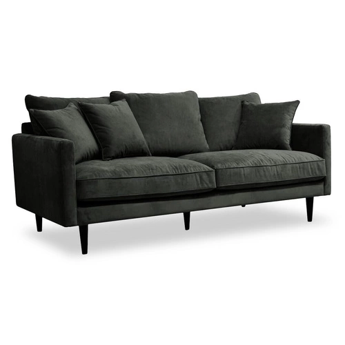 Sofa trzyosobowa Candice aksamitna zielona ciemna hydrofobowa do salonu nowoczesna Atmosphera