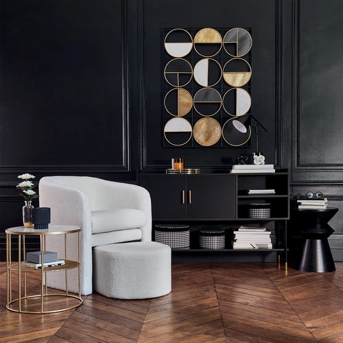 Stolik kawowy Sohan okrągły czarny metalowy nowoczesny loftowy do salonu pomocniczy 36 cm