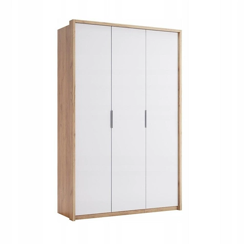 Szafa Tissa 140 cm nowoczesna z półkami i drążkiem do sypialni dąb craft biały połysk