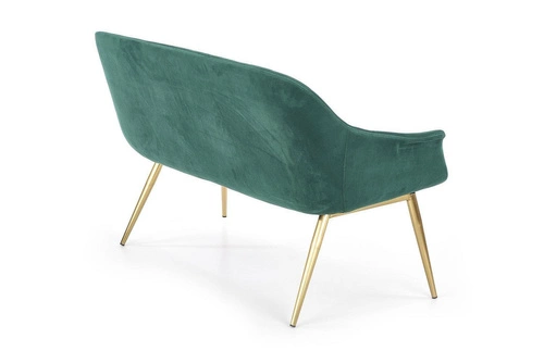 Sofa dwuosobowa welurowa Dasco zielona nowoczesna na złotych nogach do salonu Intesi
