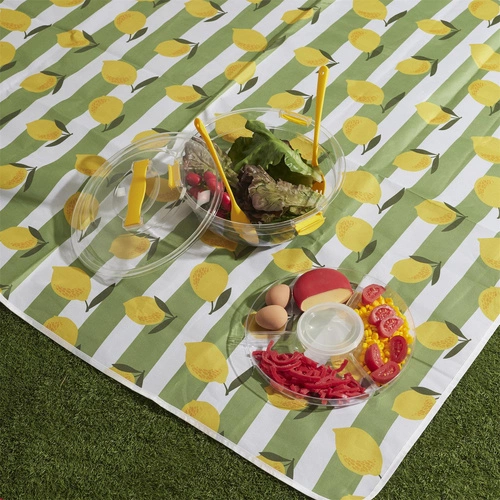 Lunchbox na sałatkę Bain de Soleil Intesi żółty z przegródkami i łyżkami do pracy lub na piknik