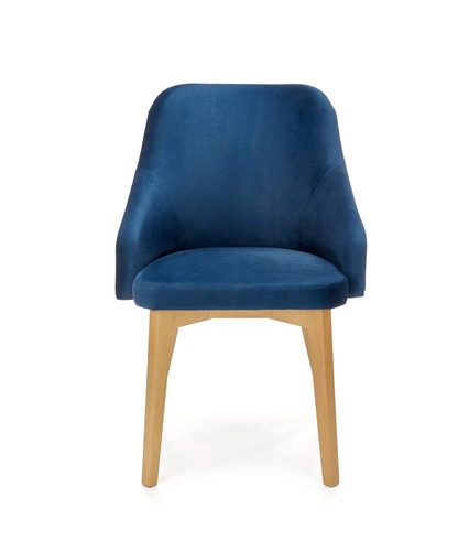 Krzesło do jadalni Alain Intesi tapicerowane welur granatowy z podłokietnikami drewniane