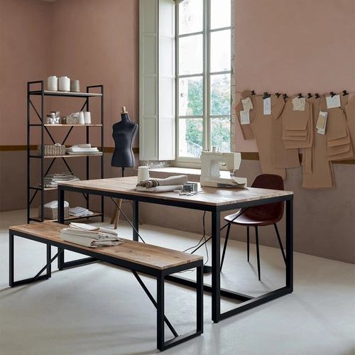 Regał na książki industrialny Edena Atmosphera metalowy z półkami z drewna akacjowego czarny 180 cm