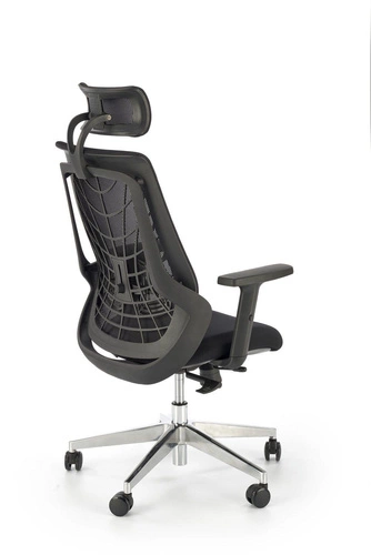 Fotel biurowy ergonomiczny Nimo czarny z zagłówkiem i siatkowym oparciem do biura