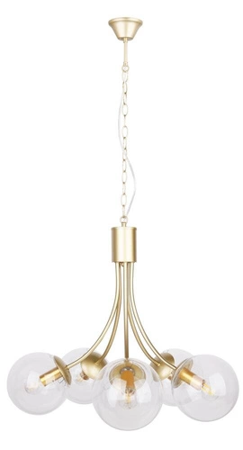 Lampa wisząca Dani mosiądz 5x40W E14  klosz bezbarwny