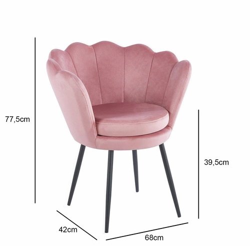 Krzesło muszelka Fiona VIC różowy jasny/nogi czarne