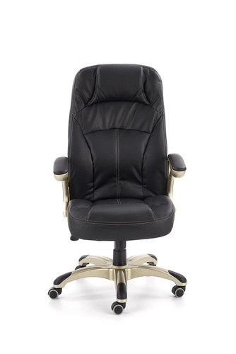 Fotel biurowy ergonomiczny czarny skórzany Carlo Intesi obrotowy z regulacją do biura