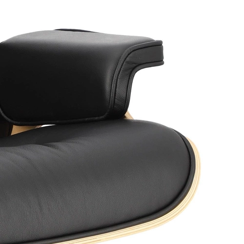 Fotel wypoczynkowy do salonu Vip Lounge Chair skórzany czarny z podnóżkiem nowoczesny