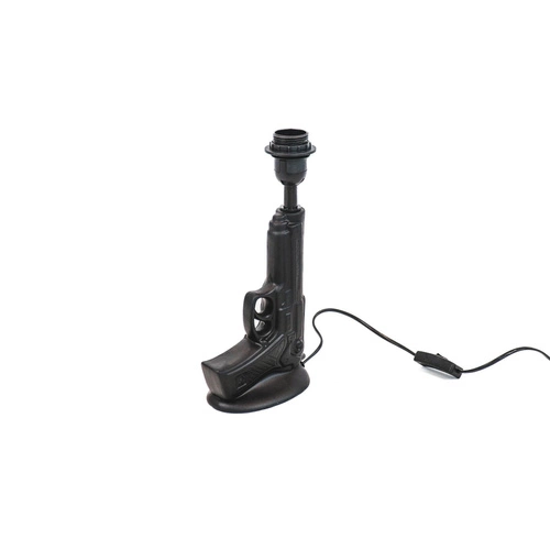 Lampka nocna Gun czarna nowoczesna ceramiczna do sypialni i salonu industrialny design 32cm