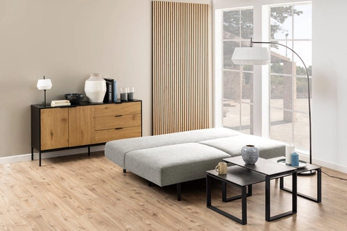 Sofa rozkładana Malling jasnoszara 2-osobowa skandynawska do salonu z funkcją spania