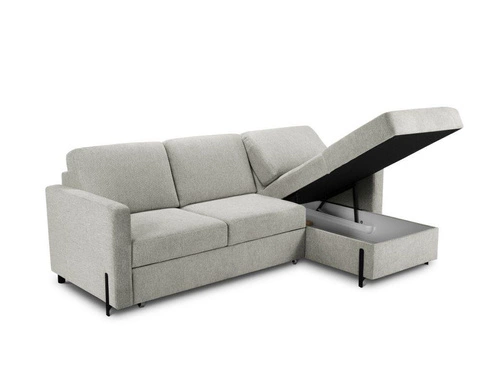 Narożnik z funkcją spania Gabriel Silver Structured Fabric prawostronny