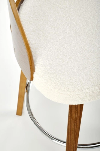 Hoker Ruby tapicerowany kremowy z oparciem i podłokietnikami do kuchni industrialny orzech 66 cm