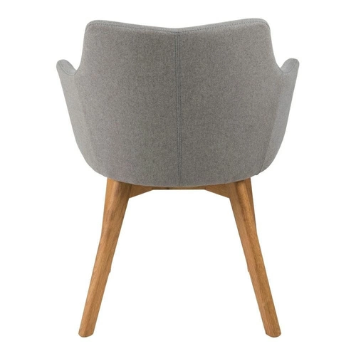 Krzesło tapicerowane Bella Actona do jadalni szare skandynawskie z podłokietnikami drewniane