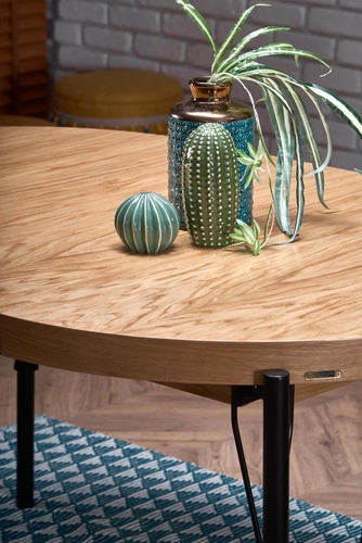 Stół rozkładany do jadalni Fermino dąb naturalny czarne nogi nowoczesny loftowy 100–300 cm Intesi