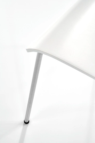 Krzesło do jadalni Intesi Lui białe skandynawskie ze sklejki na chromowanych nogach