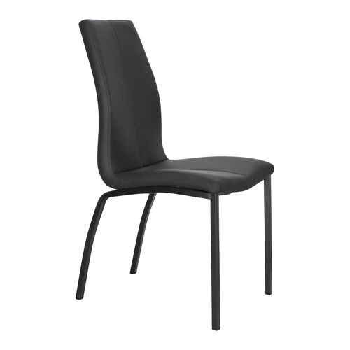 Krzesło tapicerowane ekoskóra Asama Actona czarne do jadalni nowoczesne na metalowych nogach