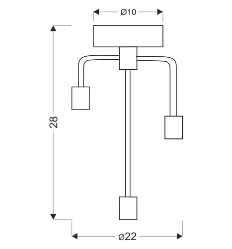 Lampa sufitowa loftowa Saga czarna i złota 3-punktowa do salonu, kuchni lub jadalni