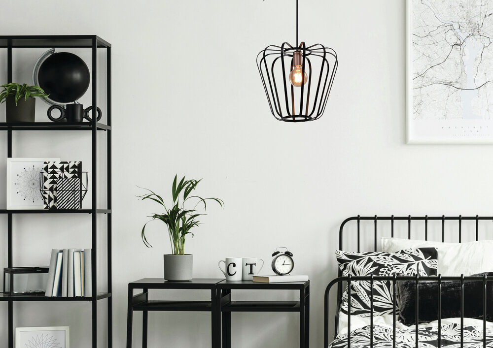 Lampa wisząca Jonas czarna nowoczesna regulowana do salonu kuchni lub nad stół 35 cm