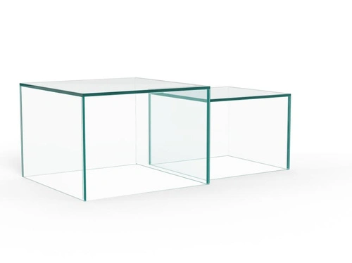 Actona Dice zestaw 2 stolików kawowych szklanych kwadratowych nowoczesny
