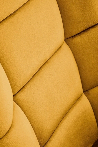 Fotel bujany Topar welurowy musztardowy do salonu nowoczesny skandynawski wypoczynkowy