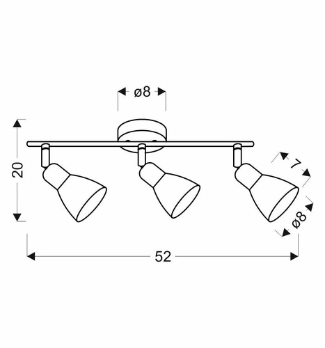 Lampa sufitowa Costa listwa 3x40W E14  czarny klosz biały