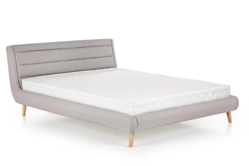 Łóżko tapicerowane kontynentalne Landi 160x200 do sypialni popielate skandynawskie