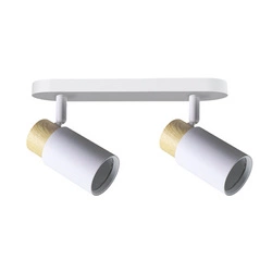 Lampa sufitowa Claro biała z drewnem, regulowana do salonu i kuchni, nowoczesna 2-punktowa