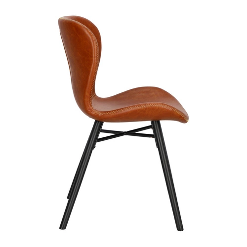 Krzesło tapicerowane Batilda ekoskóra brązowa na czarnych nogach do jadalni nowoczesne Actona