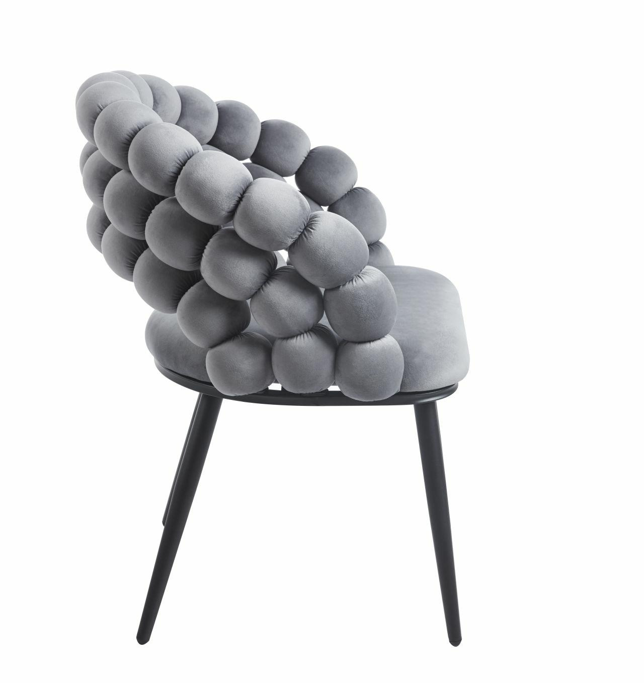 Krzesło do jadalni Bulle VIC szare welurowe tapicerowane z podłokietnikami Intesi nowoczesne